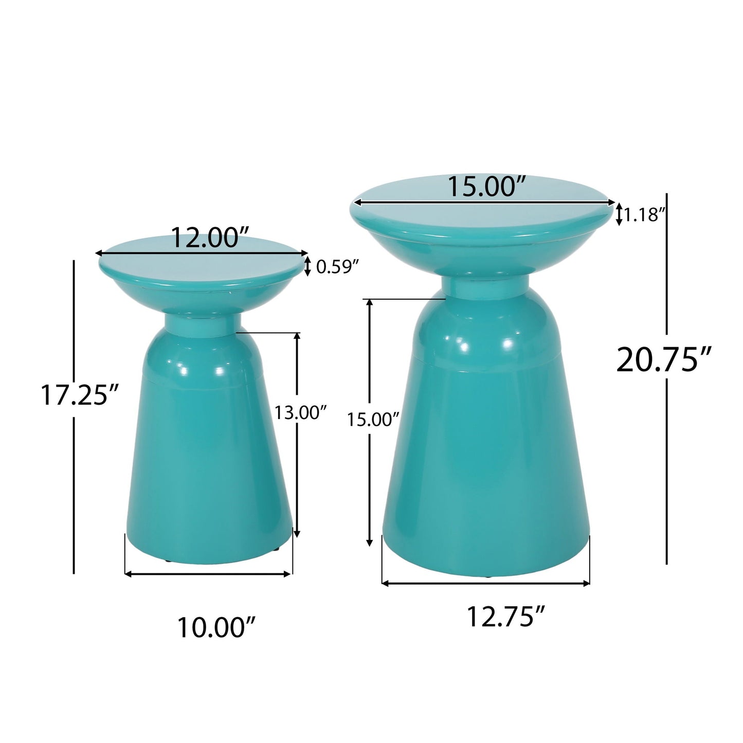 Serenita Outdoor Side Tables With Flared Design (Set of 2)