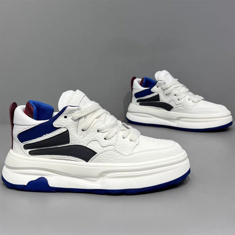 2026 New Spring Fashion Versatile Platform Height-boosting White Sneakers, Trendy Athletic Casual Skate Shoes For Young Men