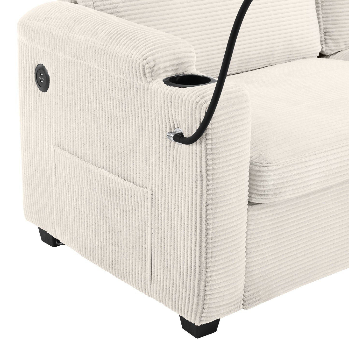 Sleeper Sofa Loveseat Sofa With Full Size Mattress, 2 USB Ports, 2 Cup Holders, 2 Side Pockets And Phone Holder