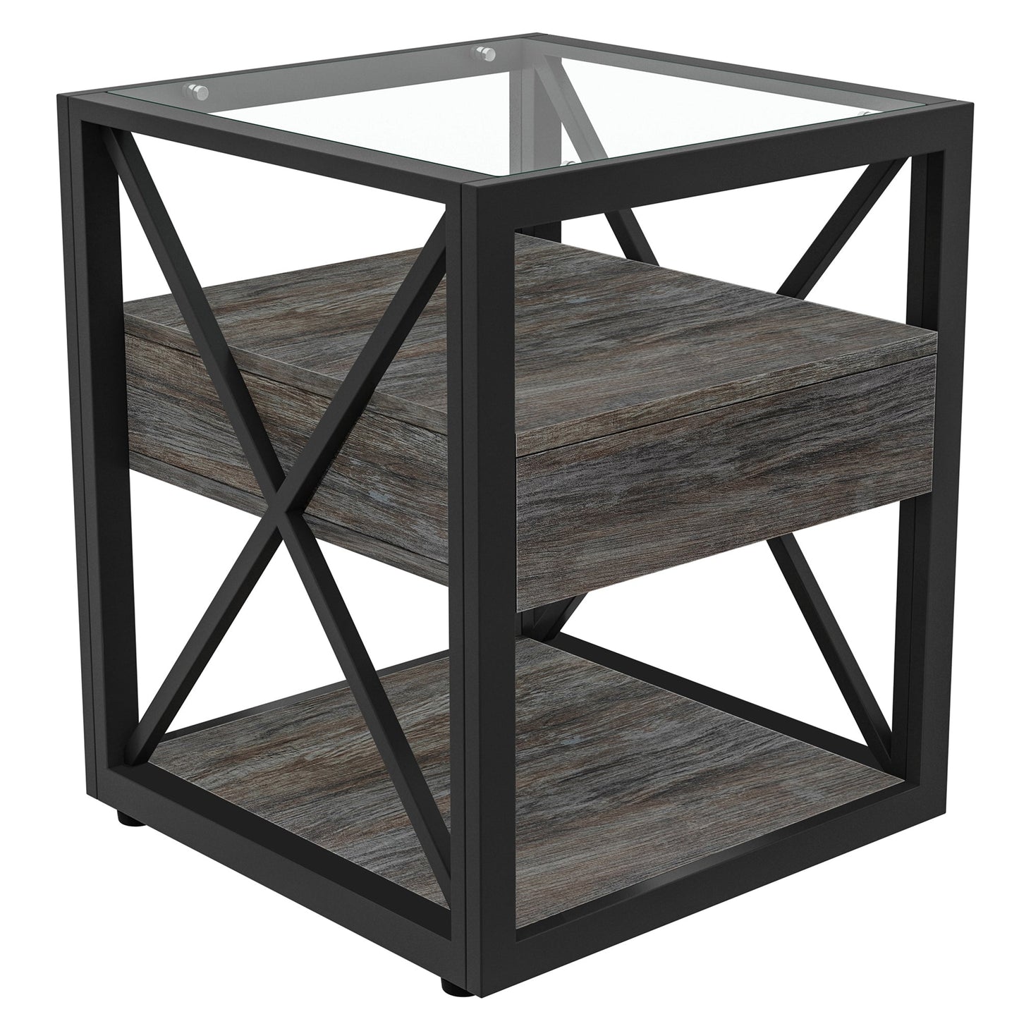 Set of 2 Modern End Tables with Drawer - Nightstands
