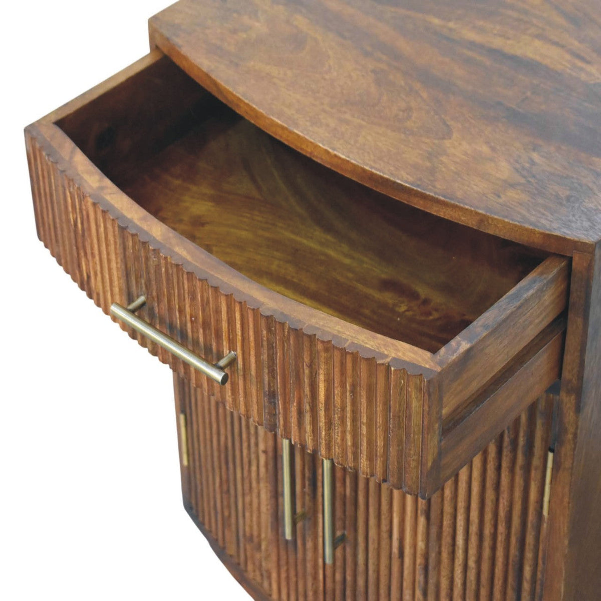 Solid Wood Milan Fluted Bedside Cabinet