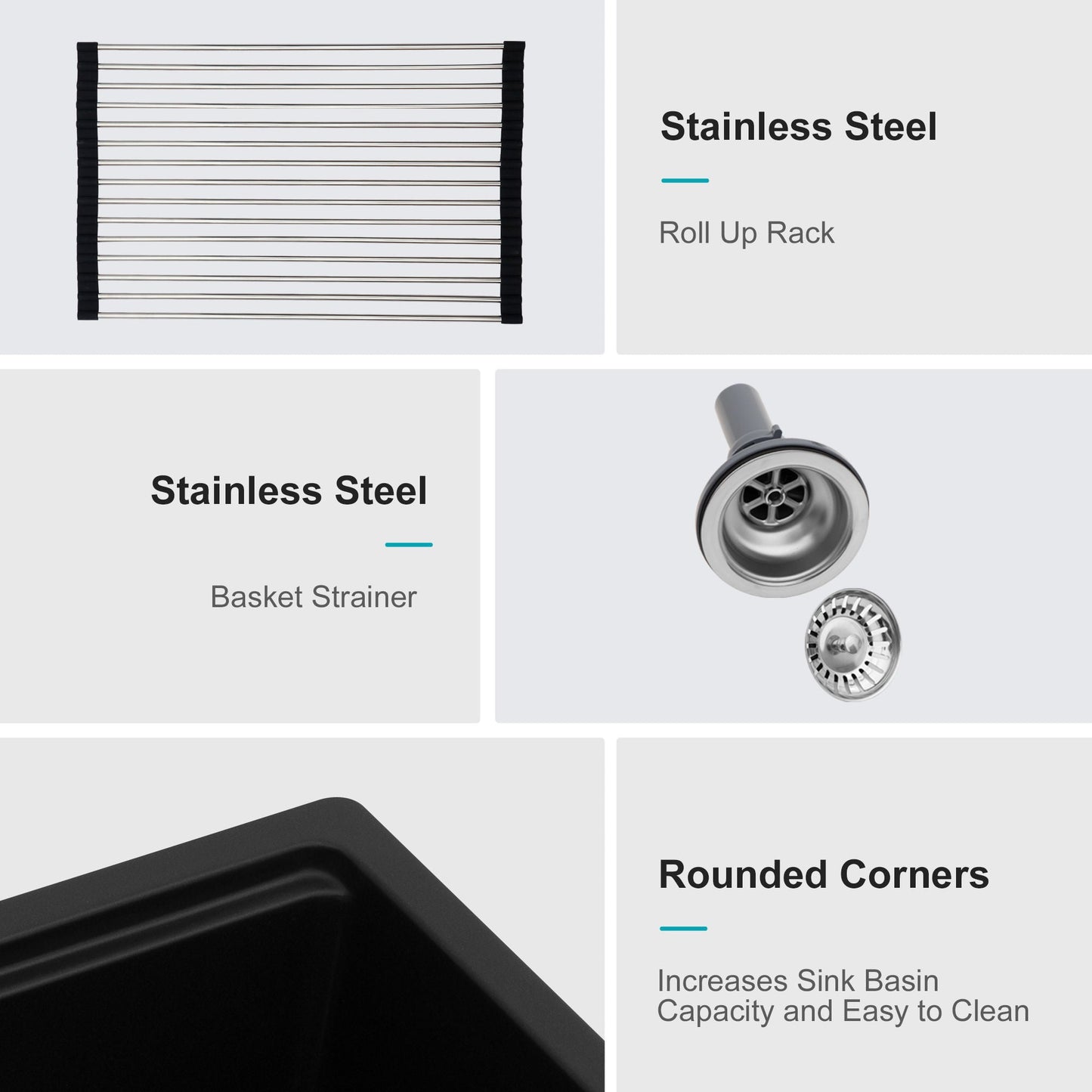 Quartz Composite Kitchen Sink With Workstation, Undermount