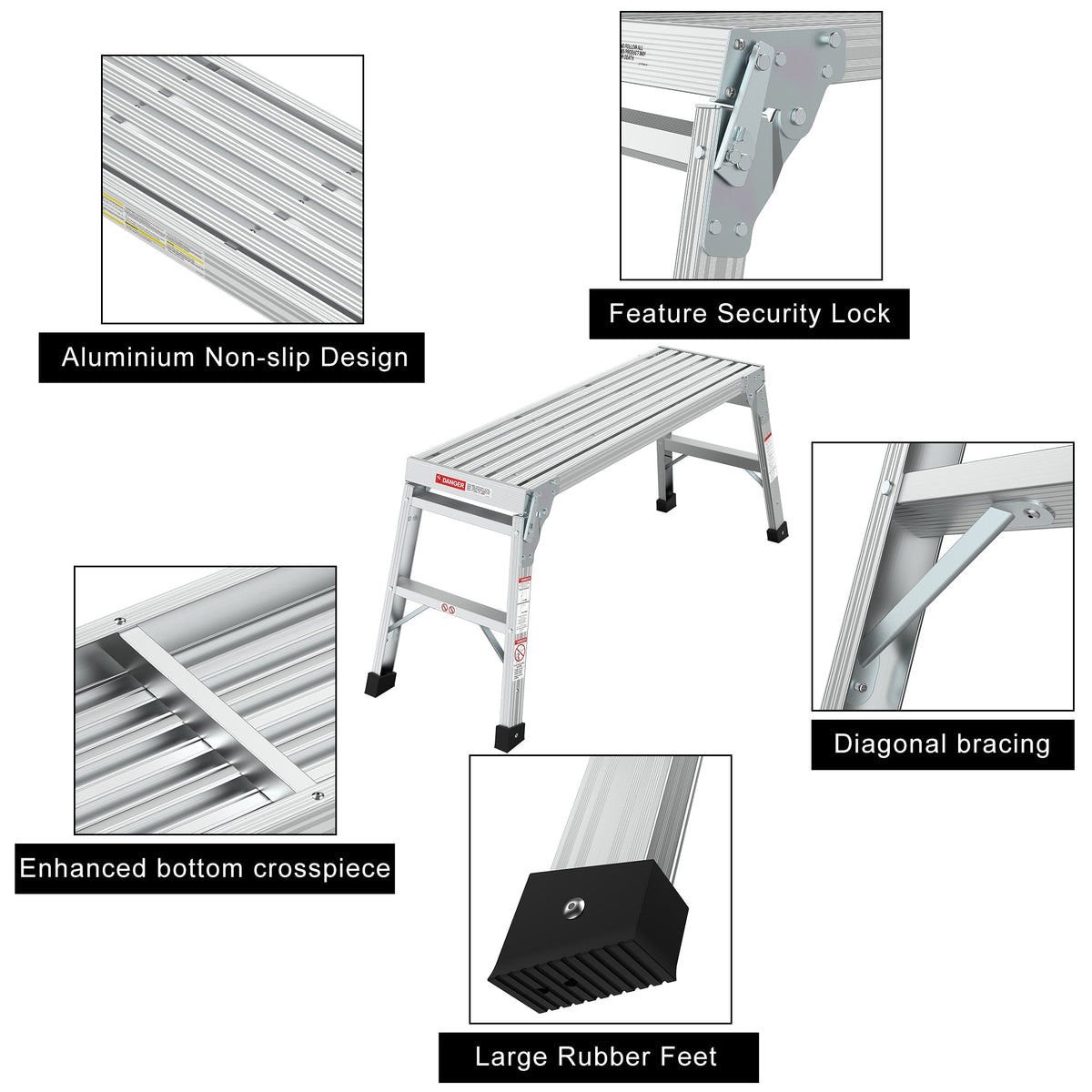 Work Platform Aluminum Portable Bench Folding Ladder