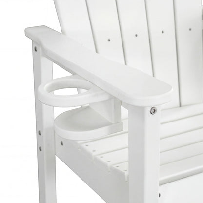 Outdoor Bar Height Adirondack Patio Chair With Cup Holder And Armrests All Weather UV Resistant - White