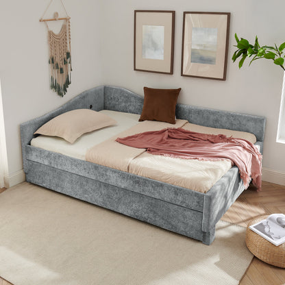 Full Size Curved Round Edge Padded Backrest Daybed