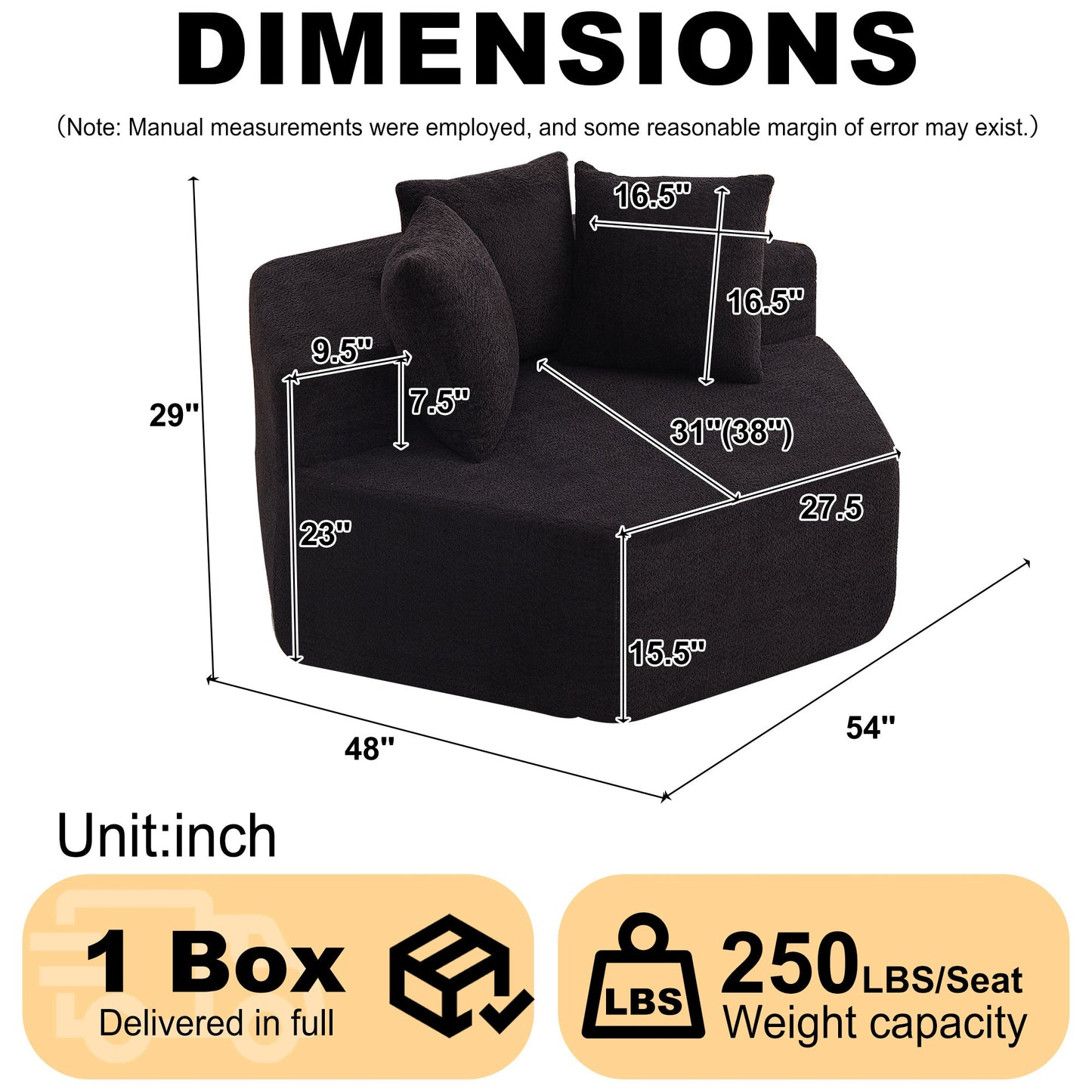 54-inch Modern-style Hexagonal Single Lounge Chair