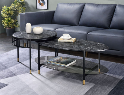 Silas Engineered Stone Top Nesting Table - Black