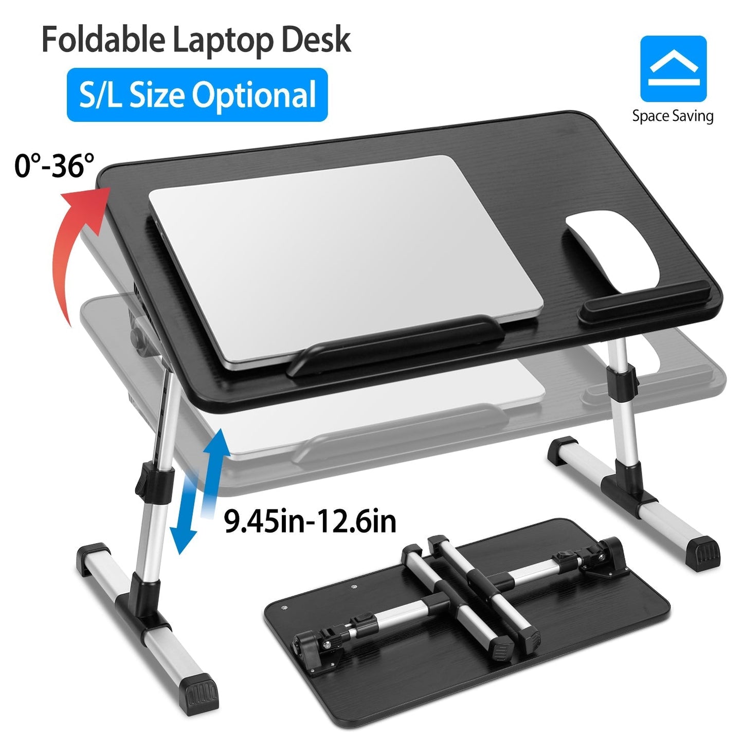 Foldable Laptop Stand Height Angle Adjust Notebook Bed Desk Breakfast Reading Table For Sofa Couch Floor Dormitory