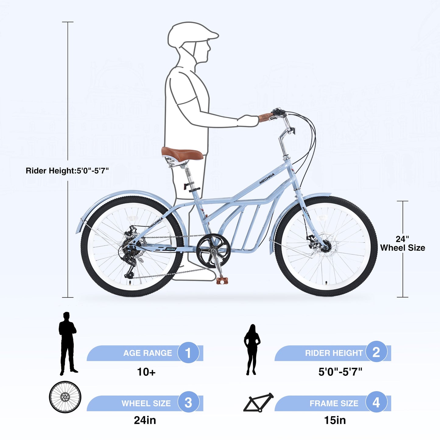 6 Speed Steel Frame 24 Inch Commuter Bike