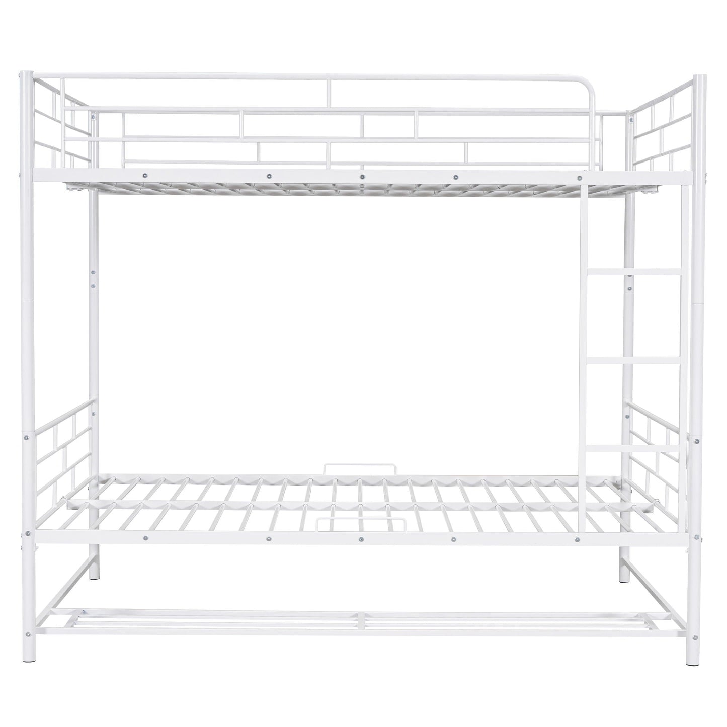 Metal Bunk Bed With Shelf And Guardrails