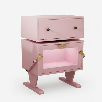 Robot LED Nightstand With 360° Rotating Drawer