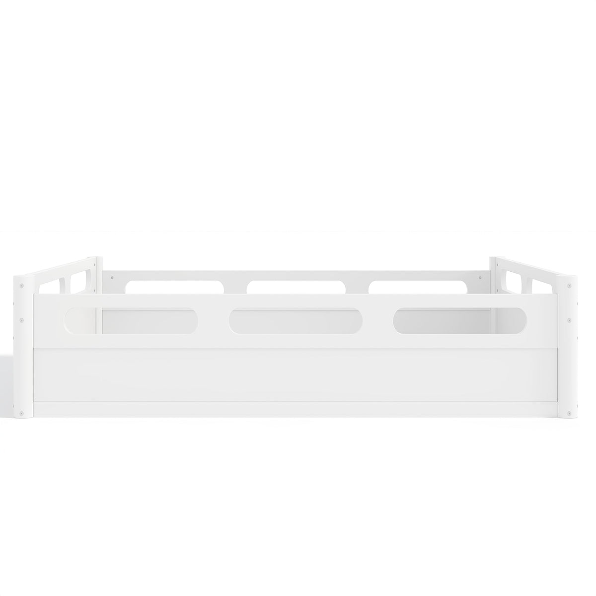Full Size Floor Platform Bed with Full-length Guardrails