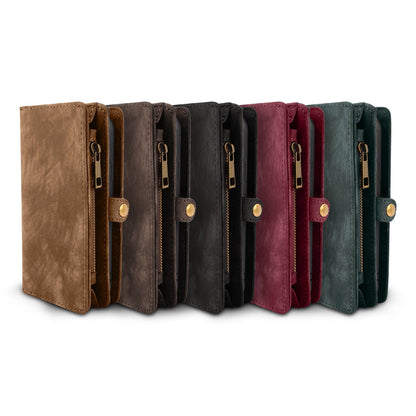 Phone Wallet Case For iPhone 8 Portable Wallet Case 2 in 1 Leather Zipper Magnetic Detachable 13 Card Slots Money Pocket Clutch Cover W/ID Widows