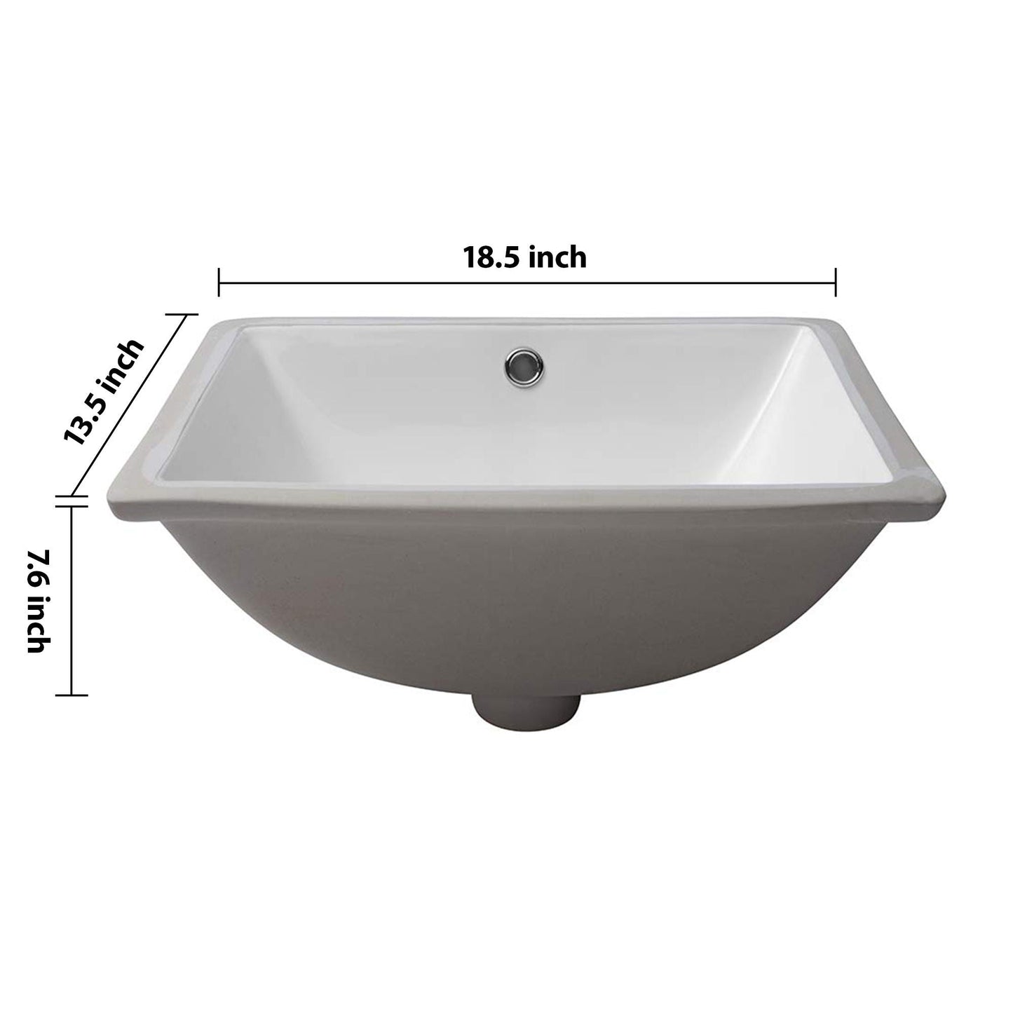European Style Ceramic Rectangular Undermount Bathroom Sink With Overflow