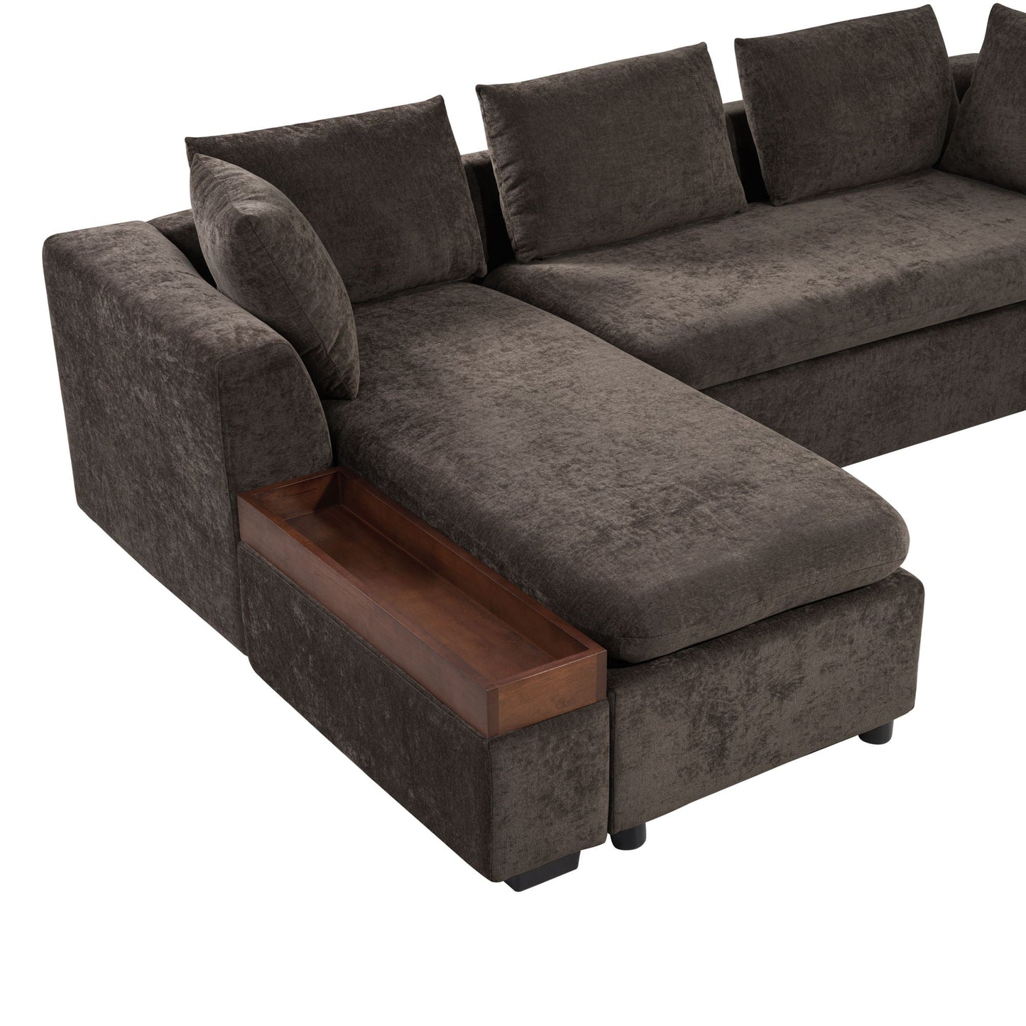 Modern L Shaped Sectional Sofa With Upholstery And Wooden Storage