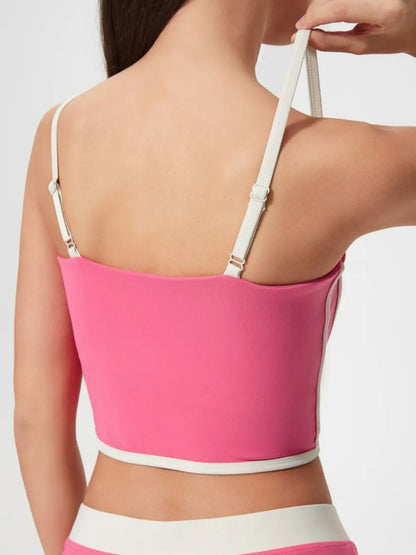 Square Neck Contrast Trim Active Cami