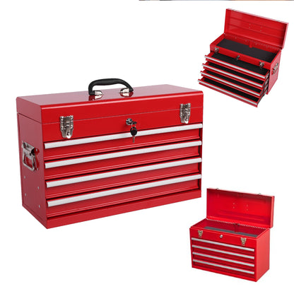 Heavy Duty Metal Tool Box, 21-inch with 4 Drawers