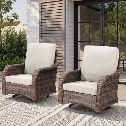 Patio Wicker Rocking Swivel Glider Rocker Chair Set of 2 for Porch