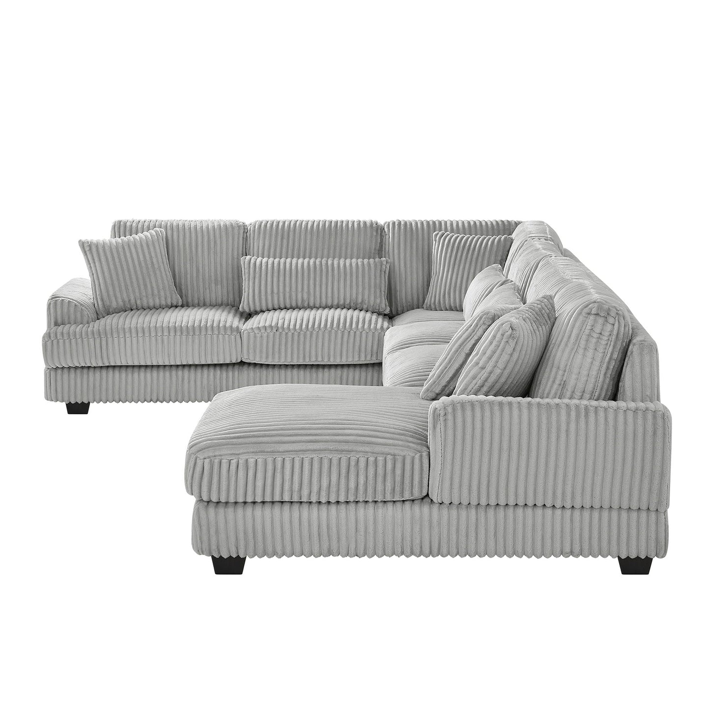 U - Shaped Sectional Sofa With Chaise Lounge, Oversized Living Room Sofa - Gray