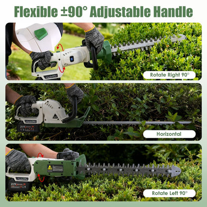 20" Cordless Hedge Trimmer 21V Electric Bush Trimmer with Dual Blades