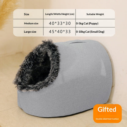 Cat Bed, Thickened And Warm For Winter, Enclosed Pet Bed, Portable For Small Dogs, Amazon Cross-Border Pet Supplies