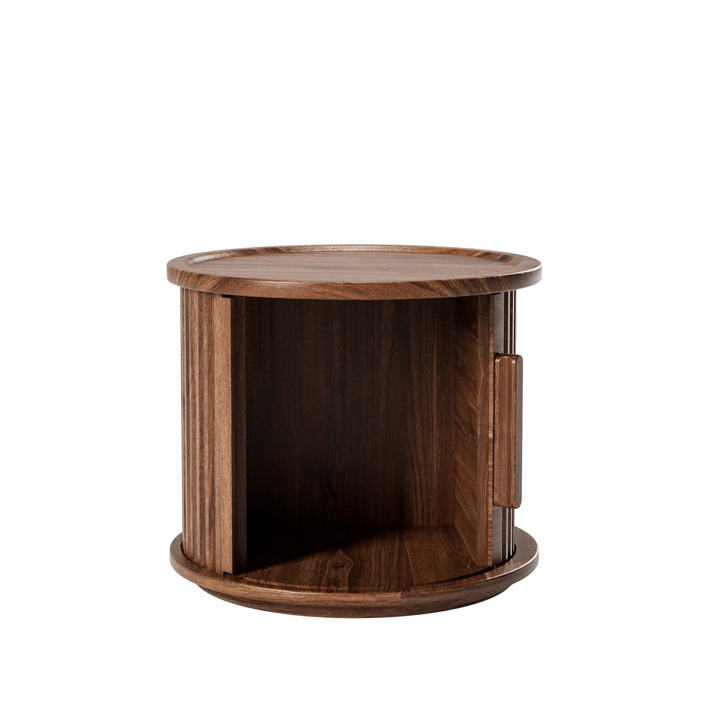 2Piece Round Coffee Table Set, Modern Nesting Side Tables with Sliding Door Storage