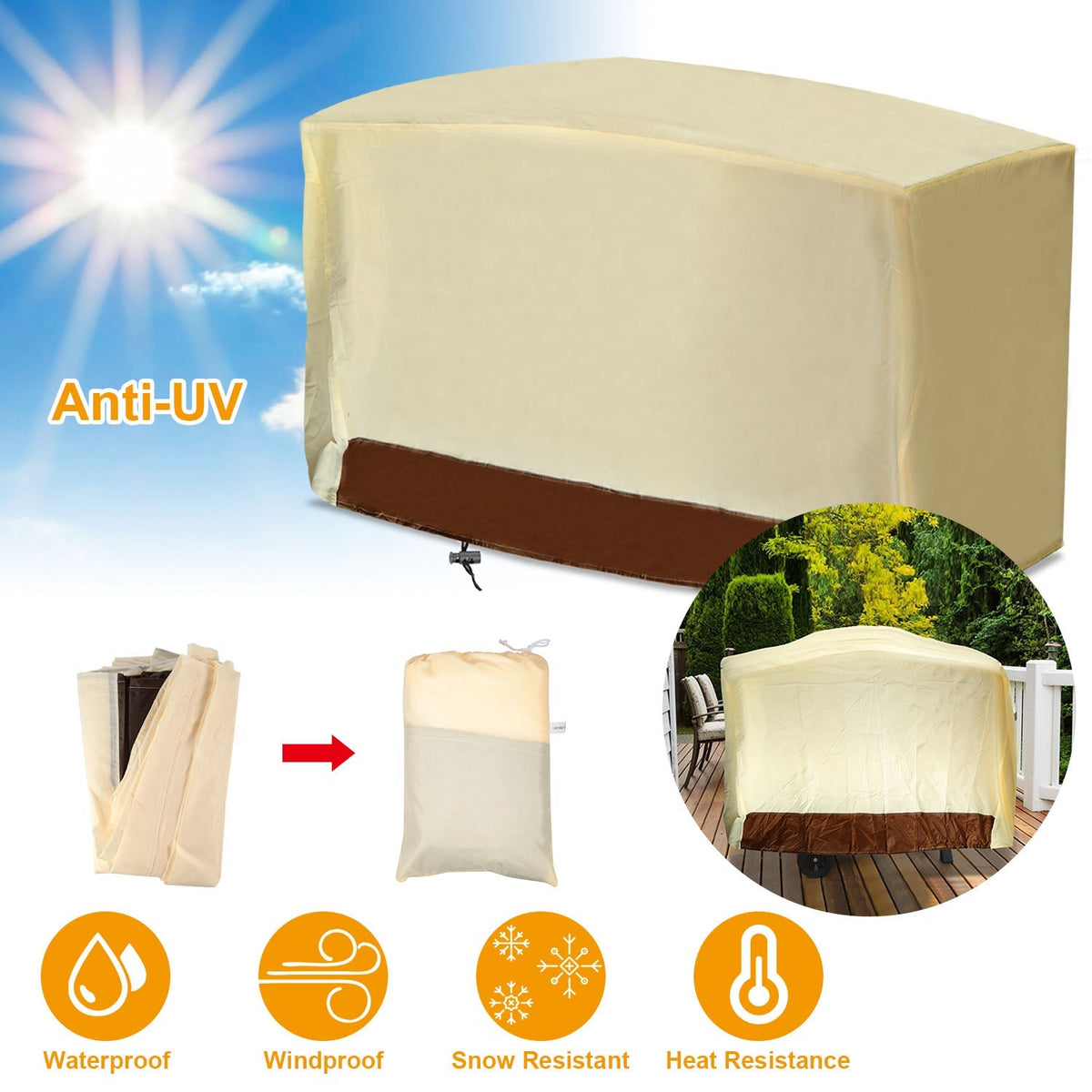 210D Waterproof Outdoor BBQ Grill Cover Windproof Dustproof Patio Gas Grill Oven Protector Oxford Cloth Garden