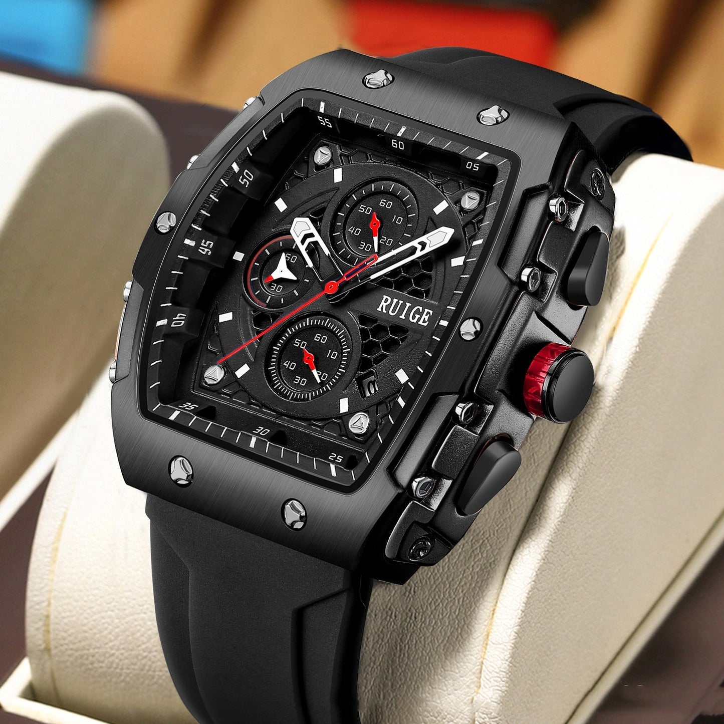 RuiGe Brand Watch Outdoor-style Barrel-shaped Wristwatch