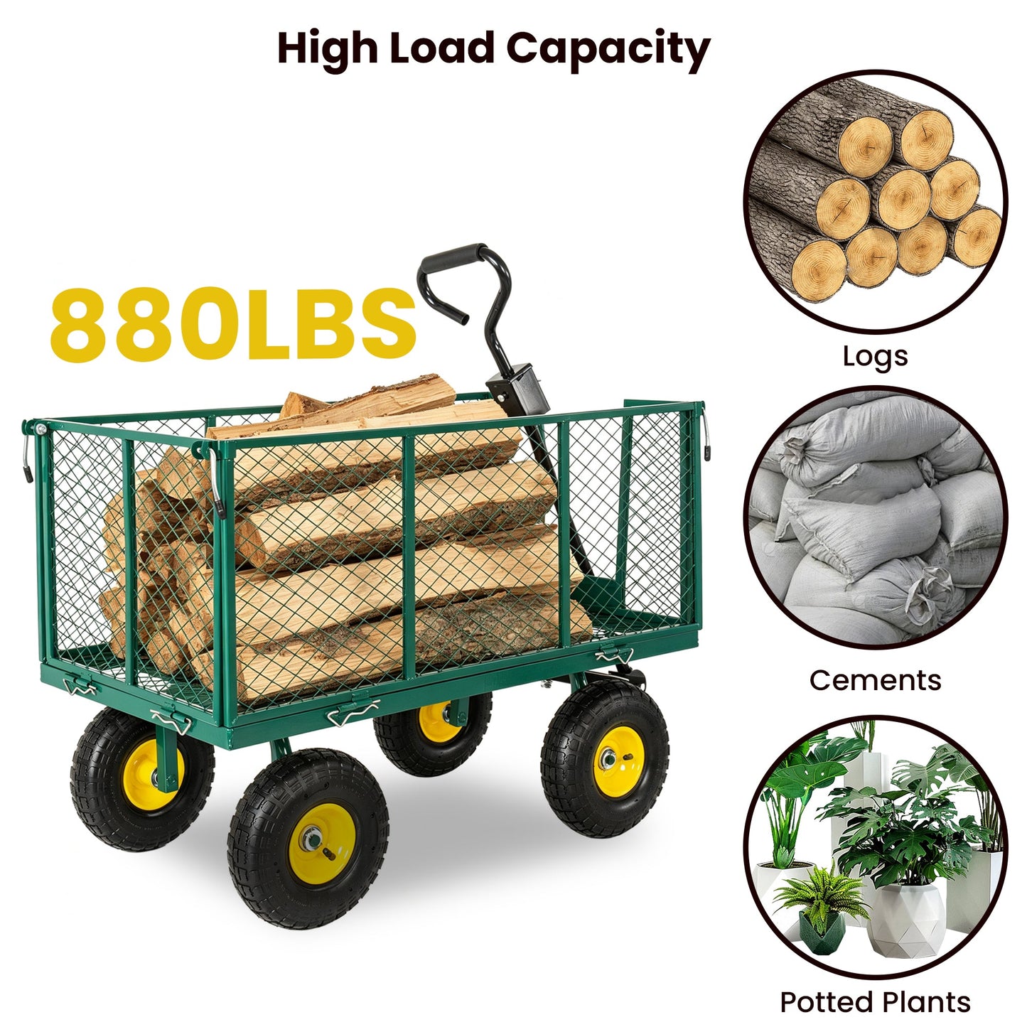 3-in-1 Oversized Steel Garden Cart