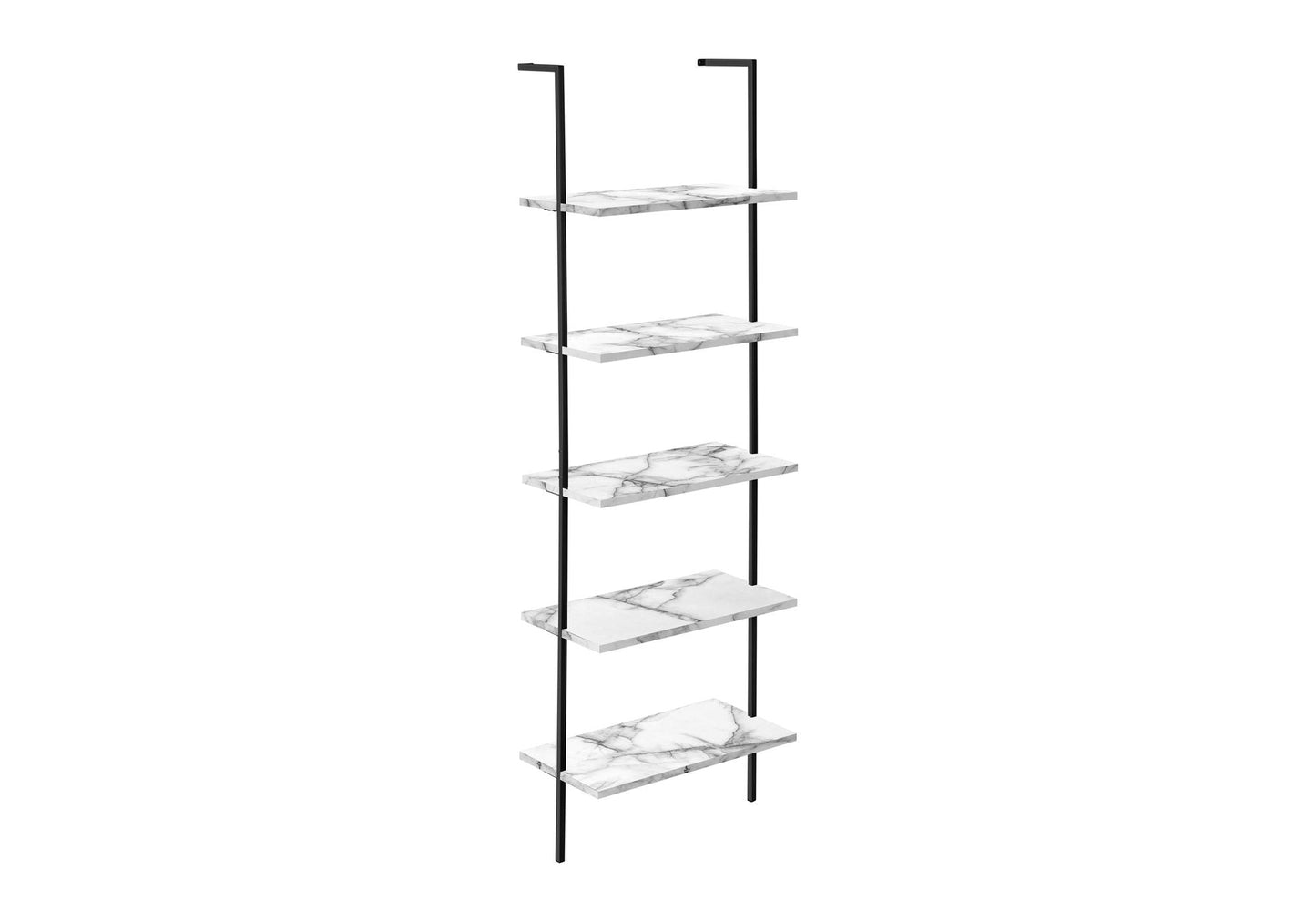 5-Tier Ladder Bookshelf with Marble Look for Office & Home