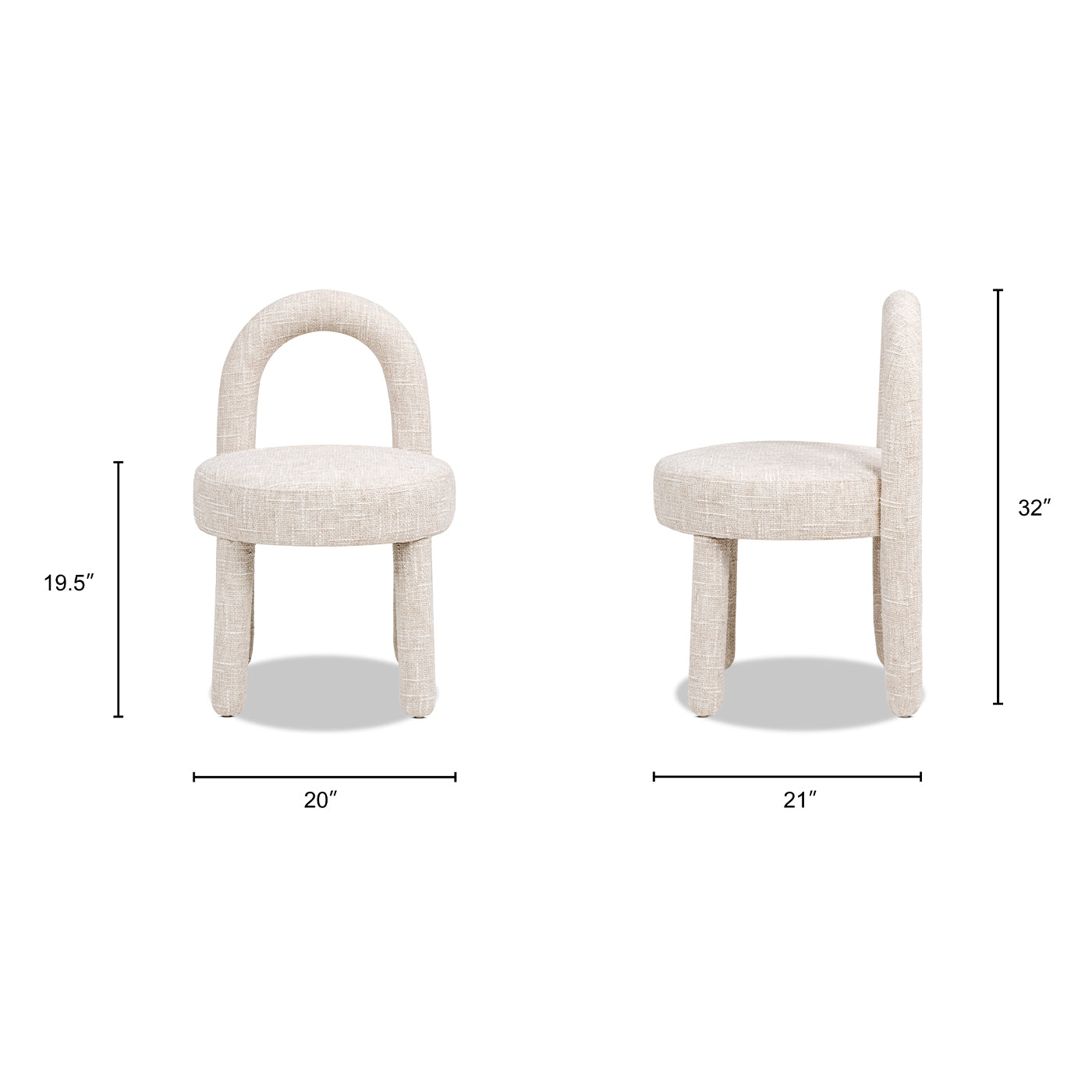 Penny Round Arched Fully Upholstered Dining Side Chair, Set of 2