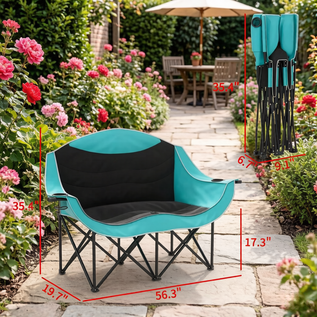 Foldable Outdoor Chair, Camping Chair, Outdoor Loveseat, Portable Hiking Chair