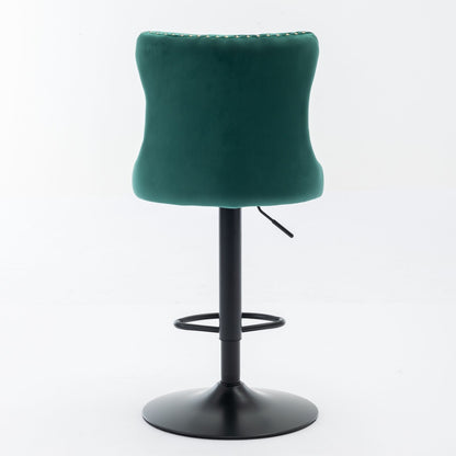 Swivel Barstools Adjusatble Seat Height, Modern Upholstered Bar Stools With Backs Comfortable Tufted For Home Pub And Kitchen Island (Set of 2)