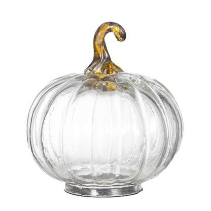 Set of 4 Clear Glass Pumpkin Decor