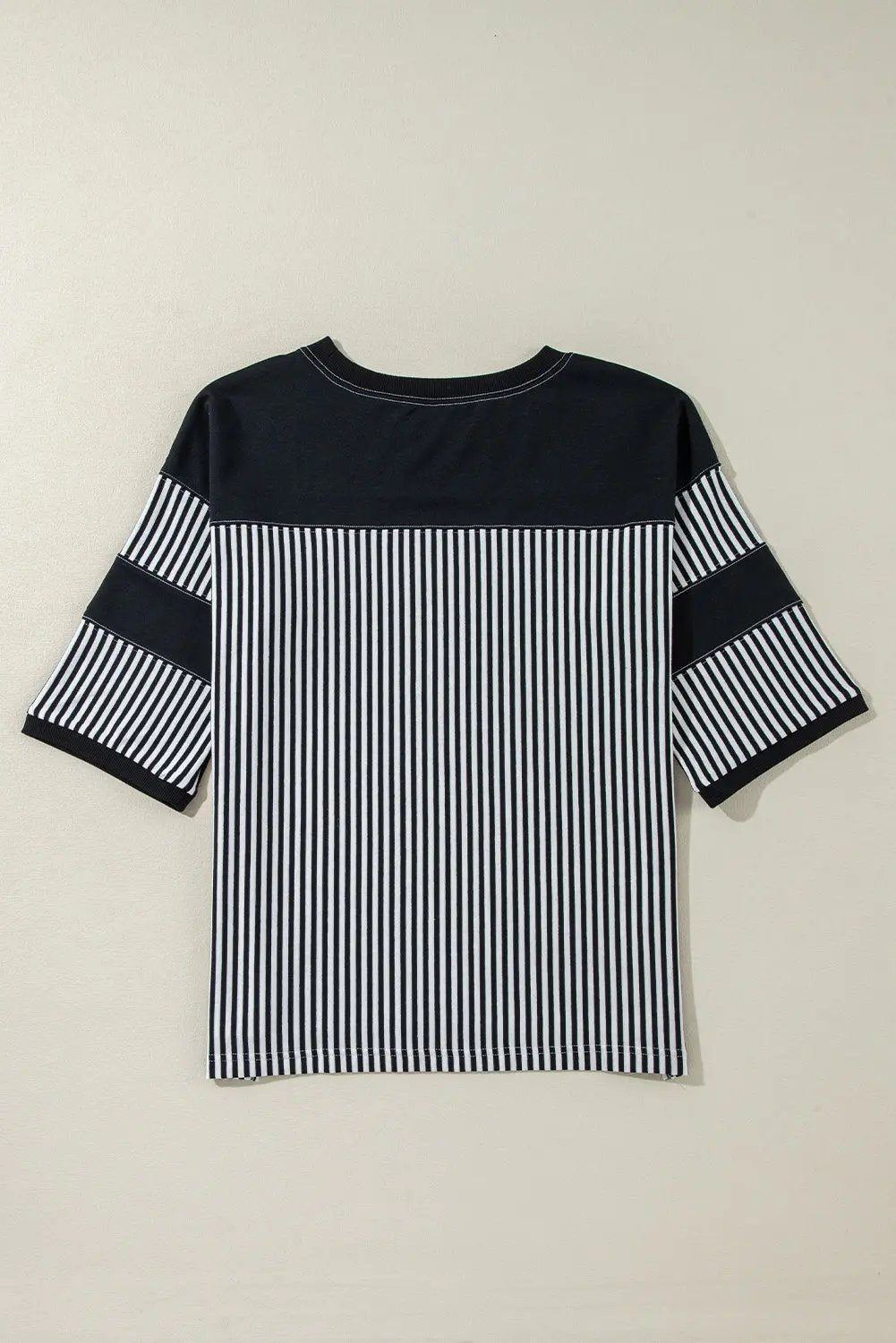 Women's Tee Shirt Women's Tee - Striped Patchwork - Casual Spring