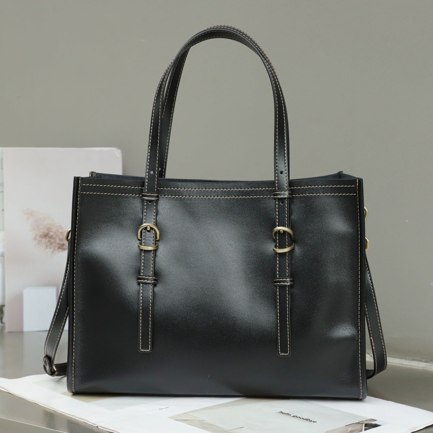 New Genuine Leather Women's Bag, Top-grain Cowhide Shopping Bag, Luxury Feel, Commuter Handbag, Single Shoulder And Crossbody Bag