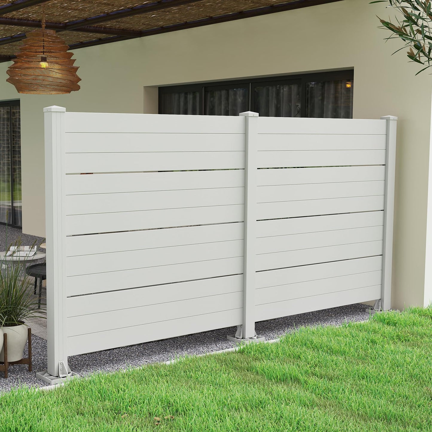 50" W x 49" H Outdoor Privacy Screen with Aluminum Posts, 2 Panels