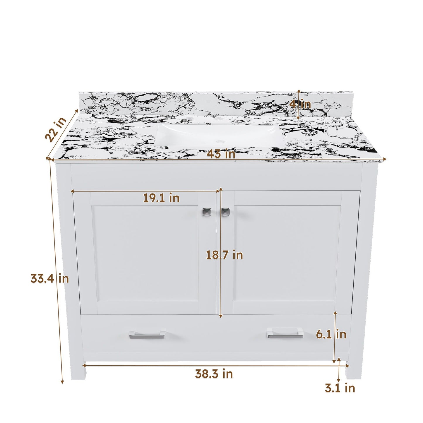 Bathroom Vanity With Storage - White