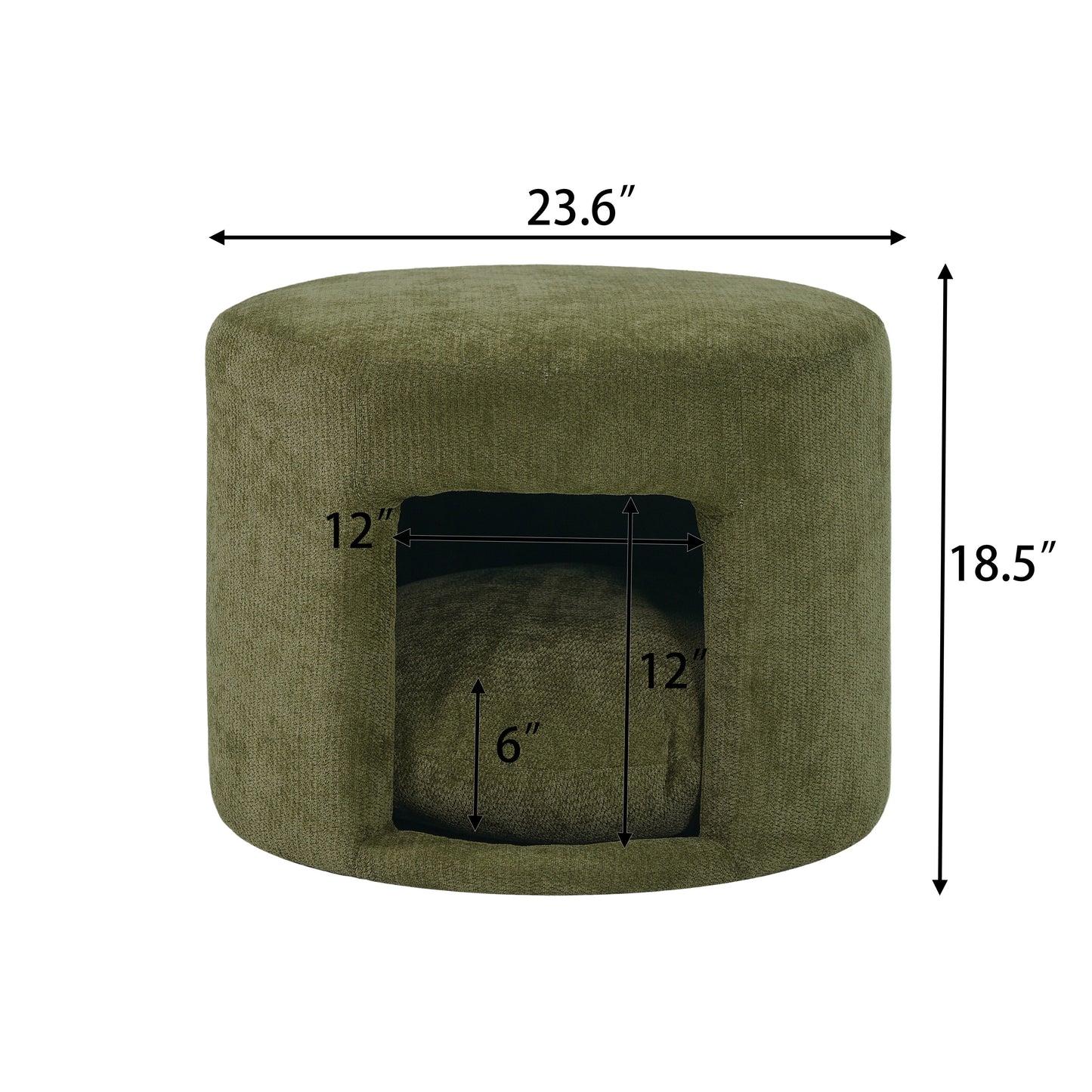 Green Pet Friendly Ottoman with Removable Pet Cushion and Hidden Pet Nook