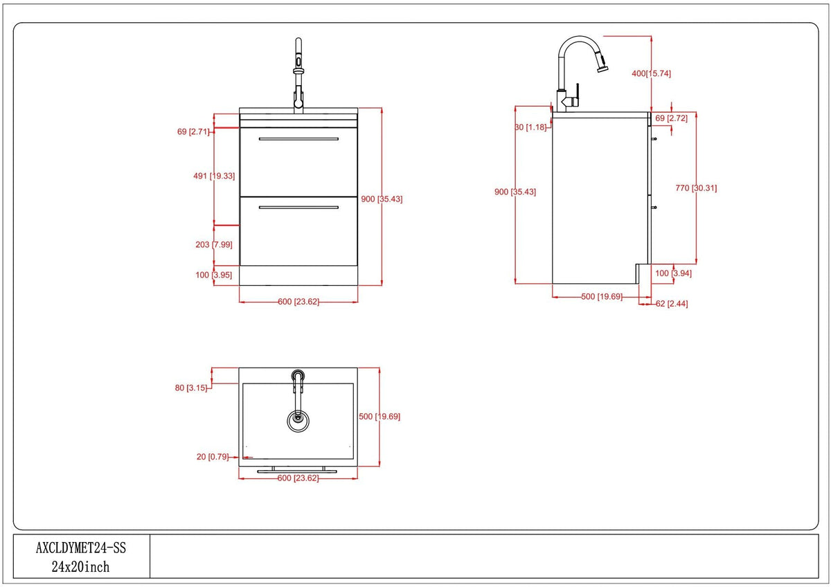 Metro - Laundry Cabinet & Faucet And Stainless Steel Sink