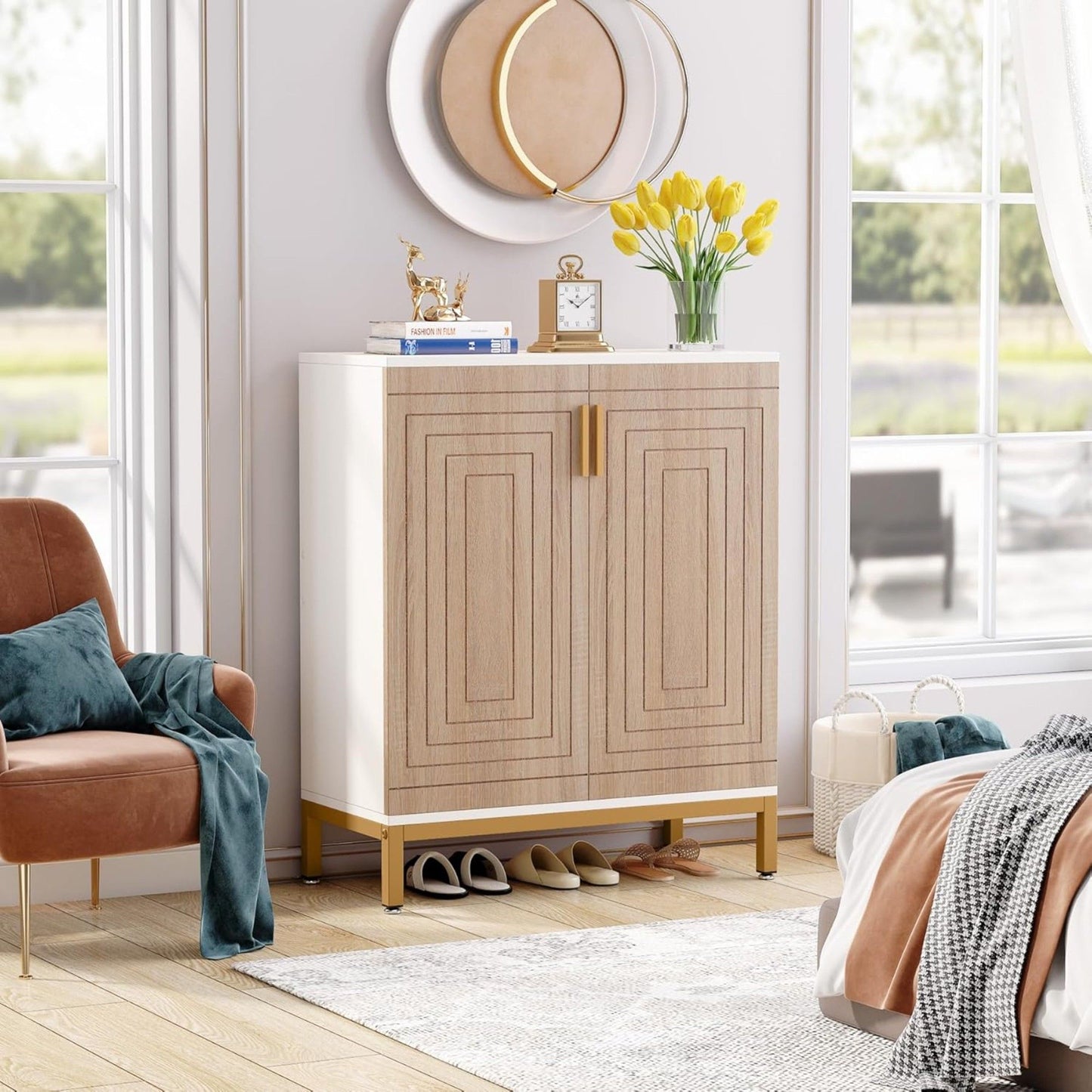 Shoe Cabinet With Doors, 5 Tiers Shoe Storage Organizer