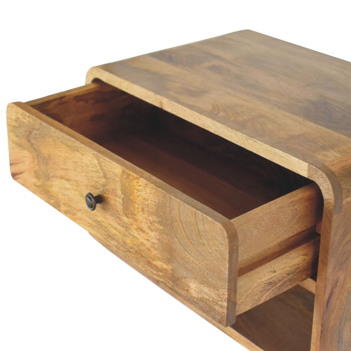 Solid Wood Large Floating Curve Open Slot Bedside