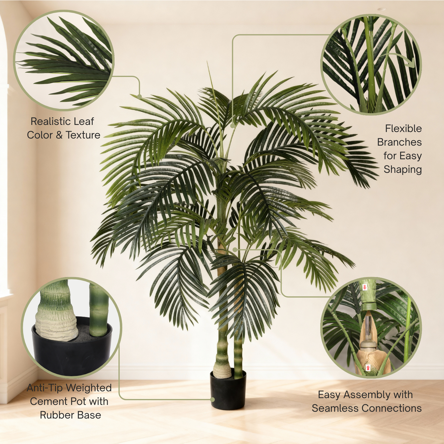 6FT Artificial Palm Tree with Realistic Detail