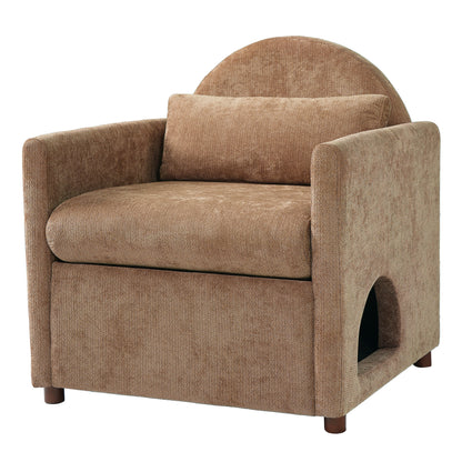 Coffee Pet Friendly Accent Chair with Hidden Pet Nook
