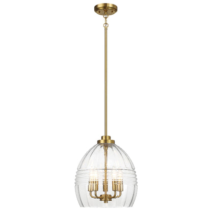 Zen Five Pendant Chain Hanging Light with Clear Glass - Satin