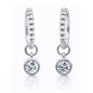 1CTW Created Moissanite Beaded Hoop Drop Earrings in 14kt Gold Over Sterling Silver - Round or Cushion Cut