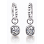 1CTW Created Moissanite Beaded Hoop Drop Earrings in 14kt Gold Over Sterling Silver - Round or Cushion Cut