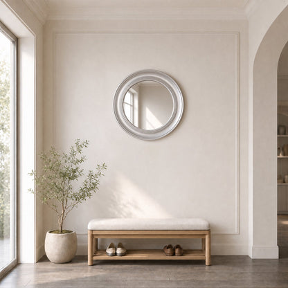 Vintage Round Wall Mirror, Brushed