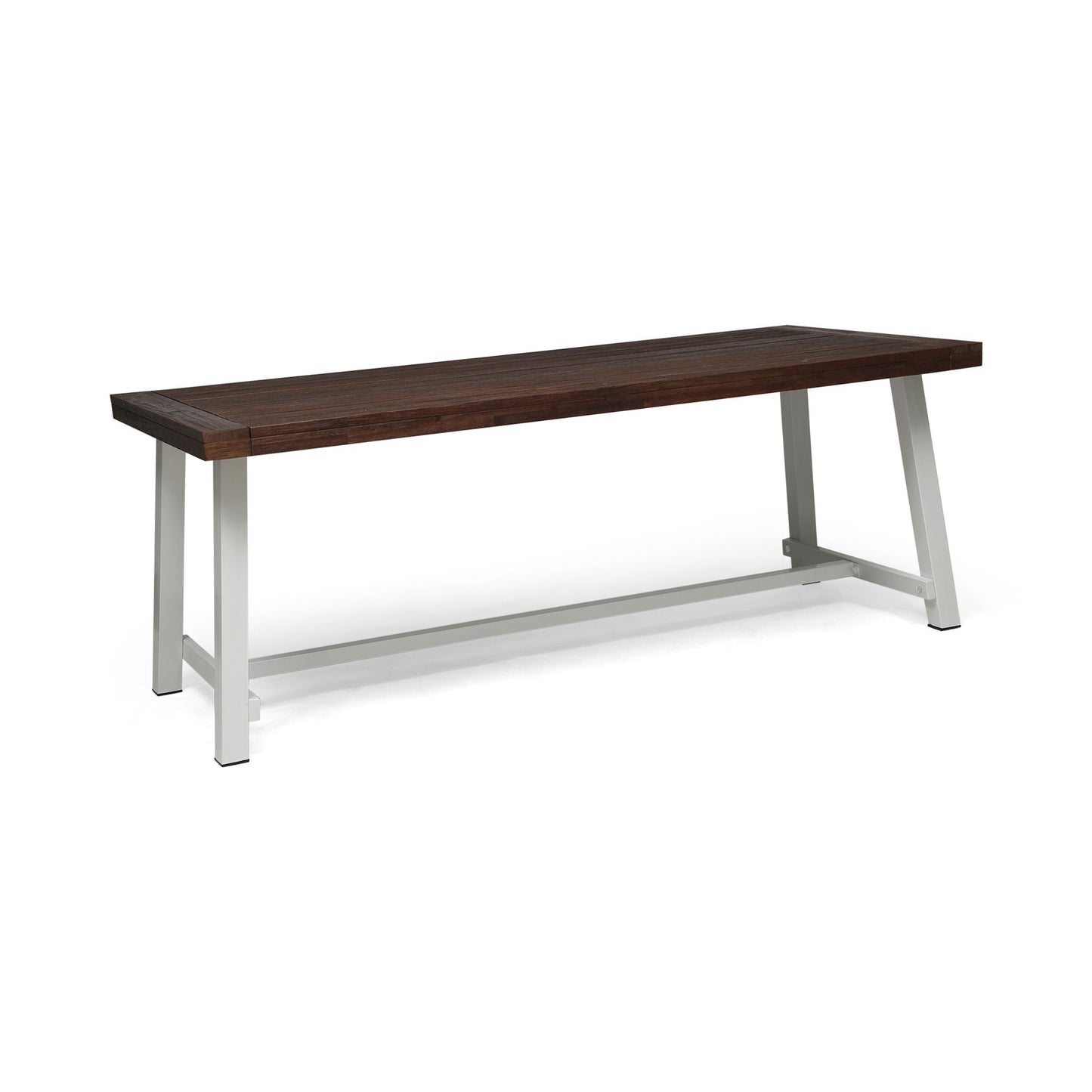 Equilibrium Outdoor Dining Table with Wooden Frame and Slat Top