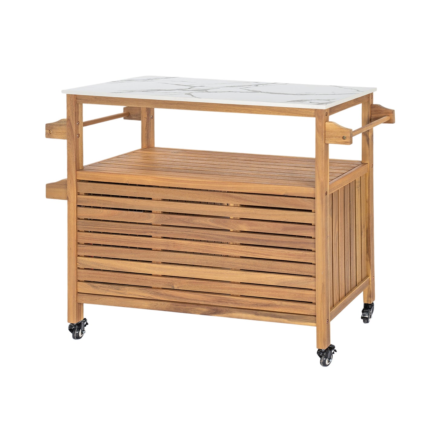 Outdoor Patio Acacia Wood Bar Cart